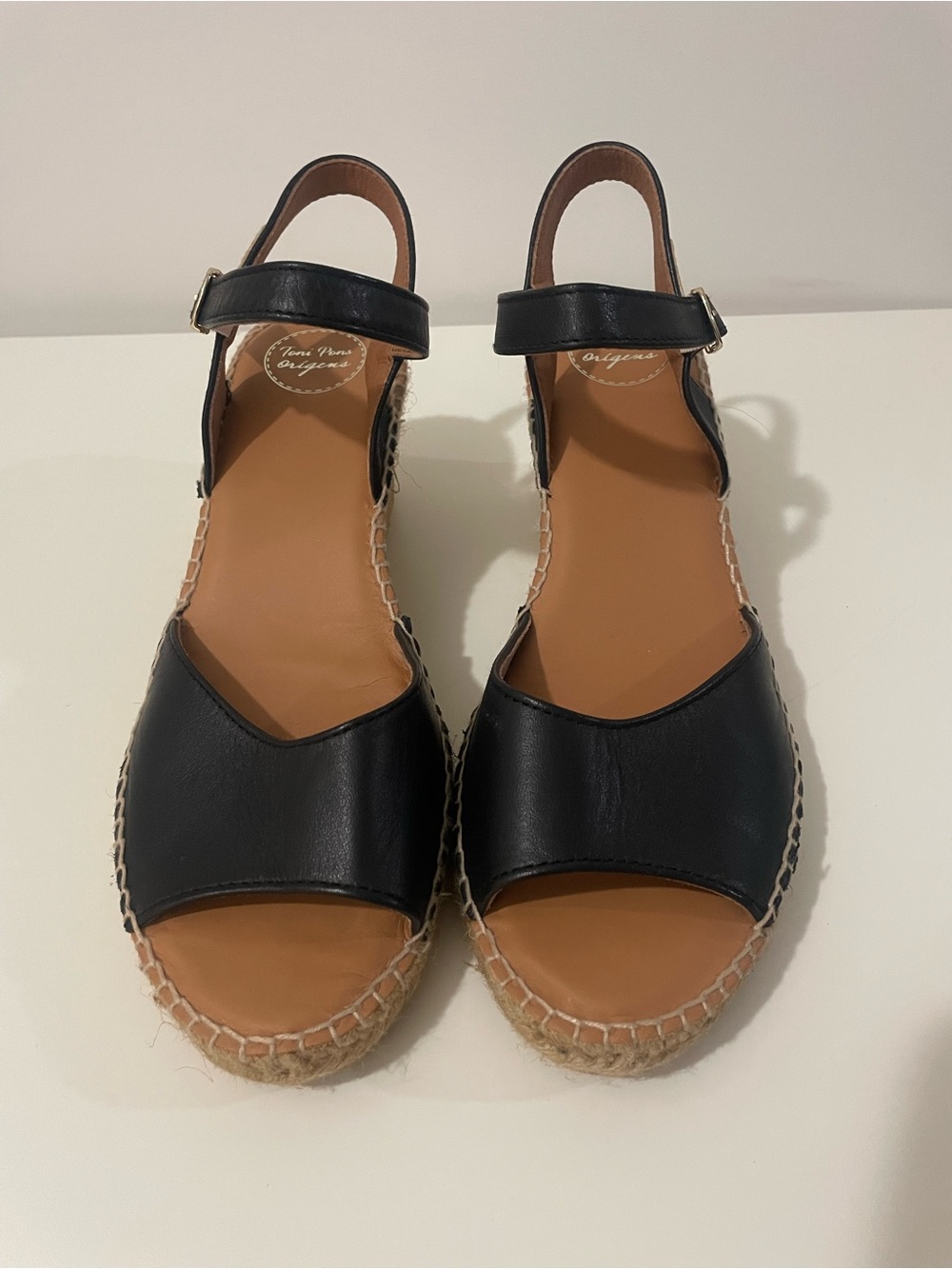 Toni Pons Sia-P Espadrille Black Wedge Sandals, Size 9.5